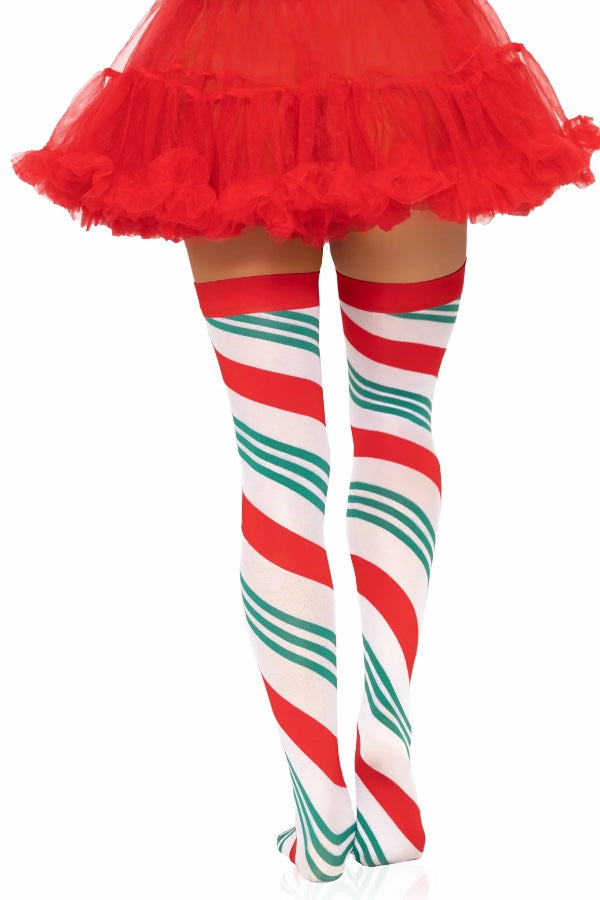 Jolly Holiday Striped Thigh Highs