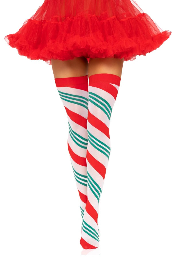 Jolly Holiday Striped Thigh Highs