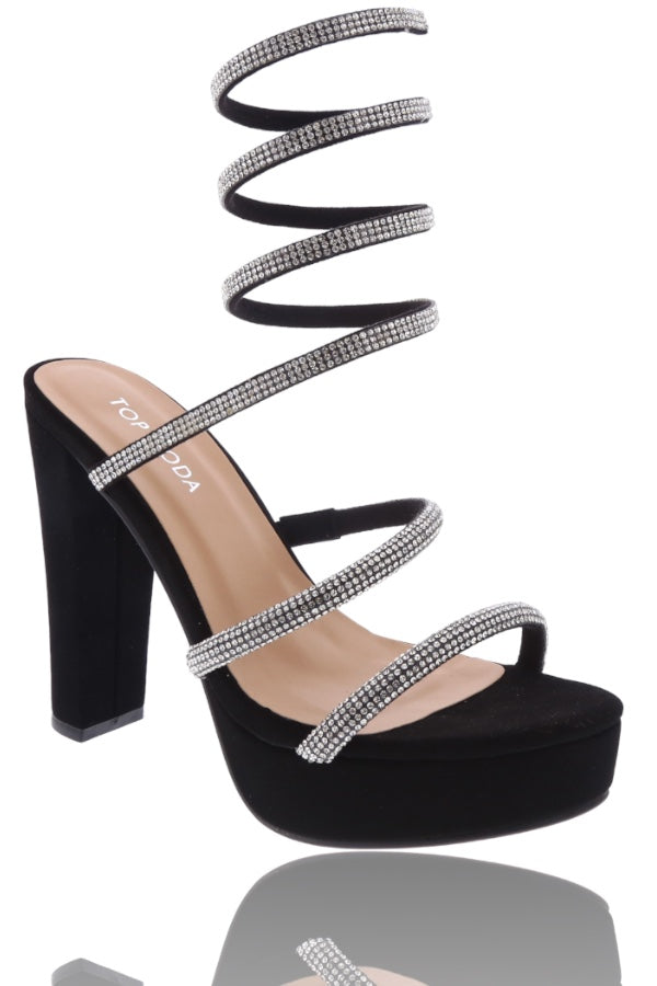 Sculpted Wrap Around Rhinestone Heels