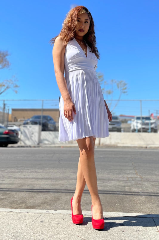 Monroe Halter Pleated Dress