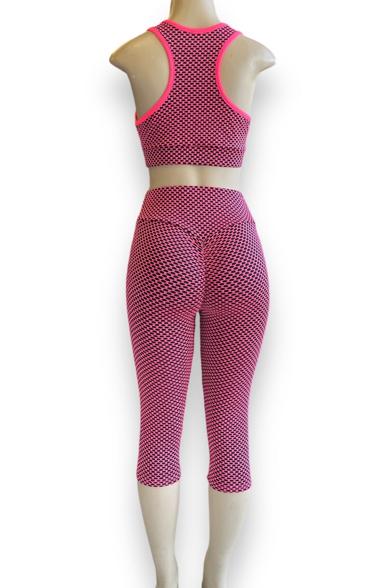 Fishnet Sports Bra and Capri Leggings Set