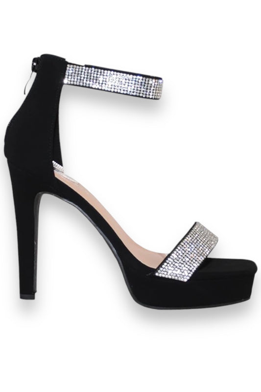 Stiletto Ankle Strap Rhinestone Heels