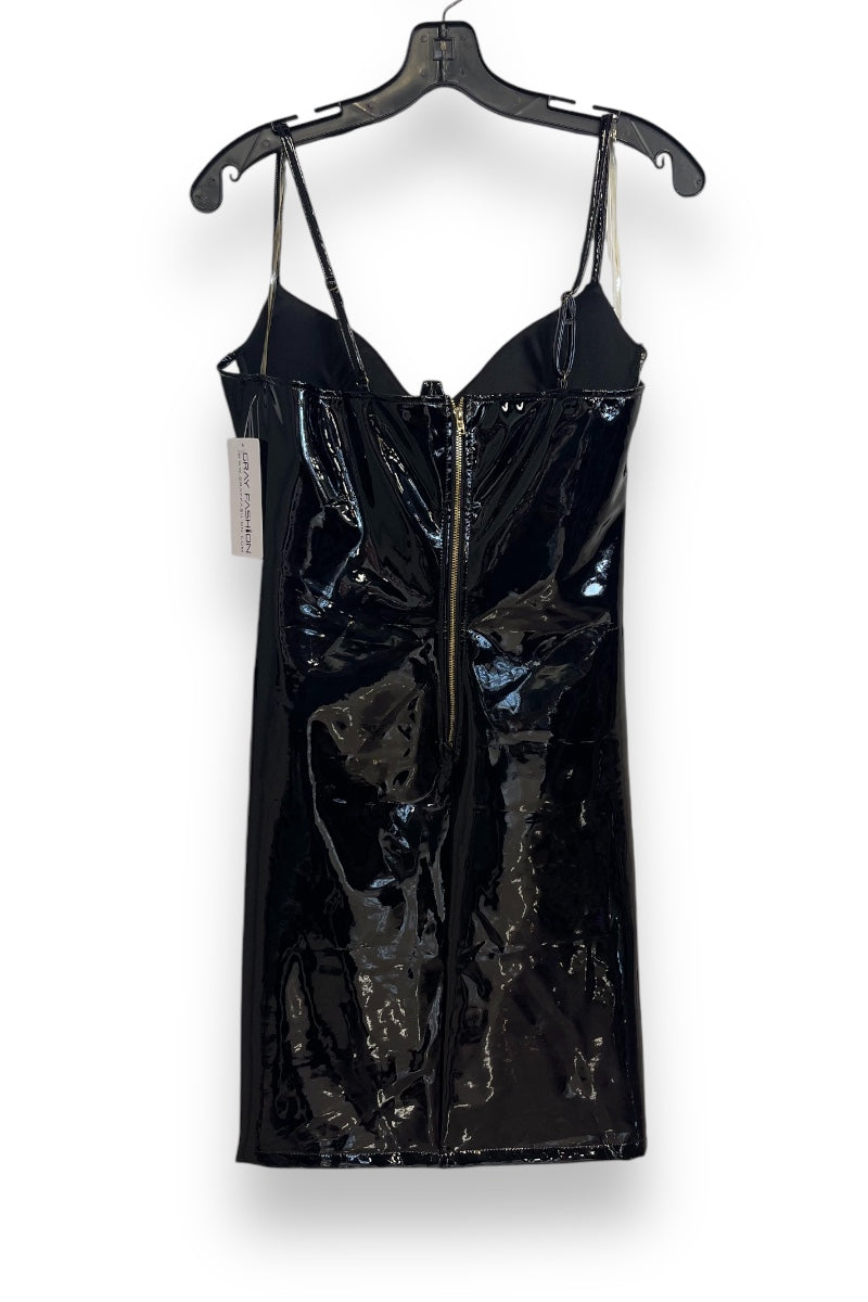 Latex Underwire Bustier Bodycon Dress - Black