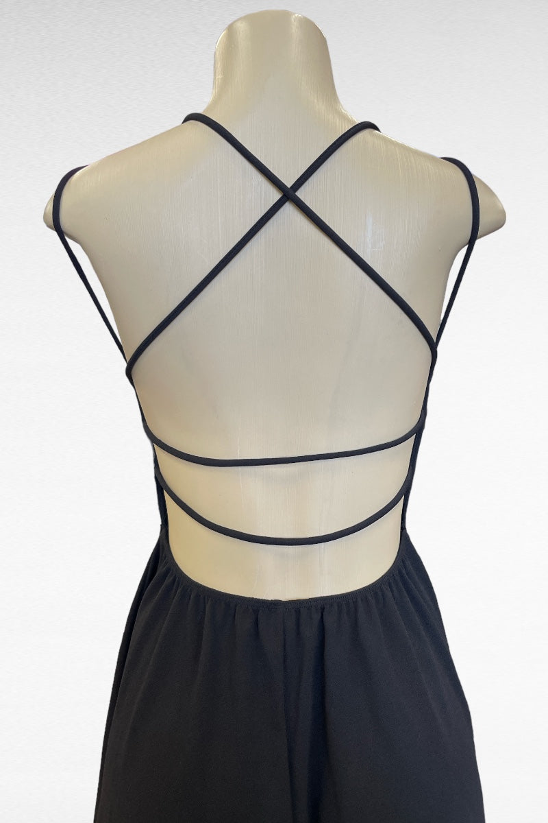 V Shape A-Line Dress W/ Rear Criss Cross