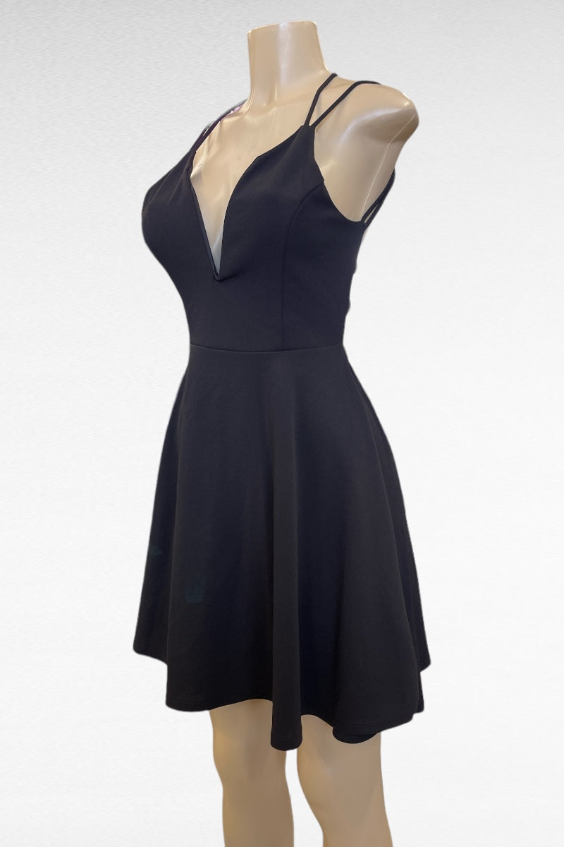 V Shape A-Line Dress W/ Rear Criss Cross