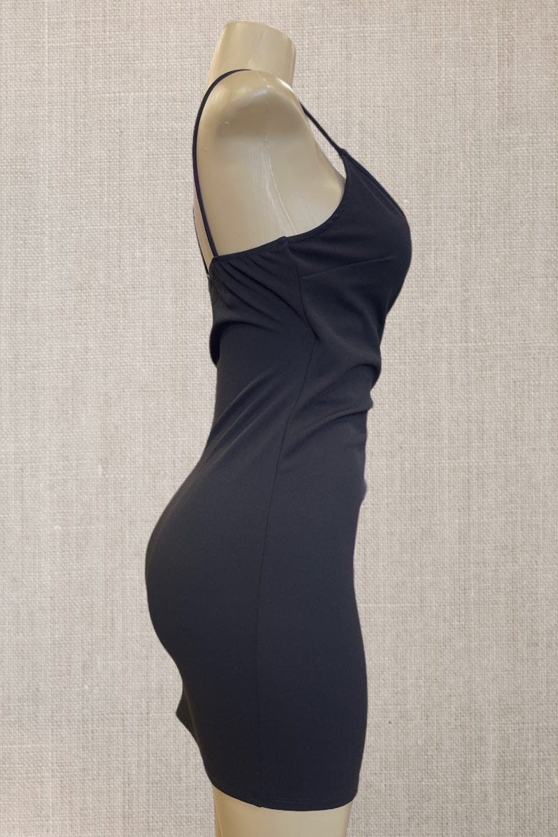 Techno Crepe Solid Mini Dress