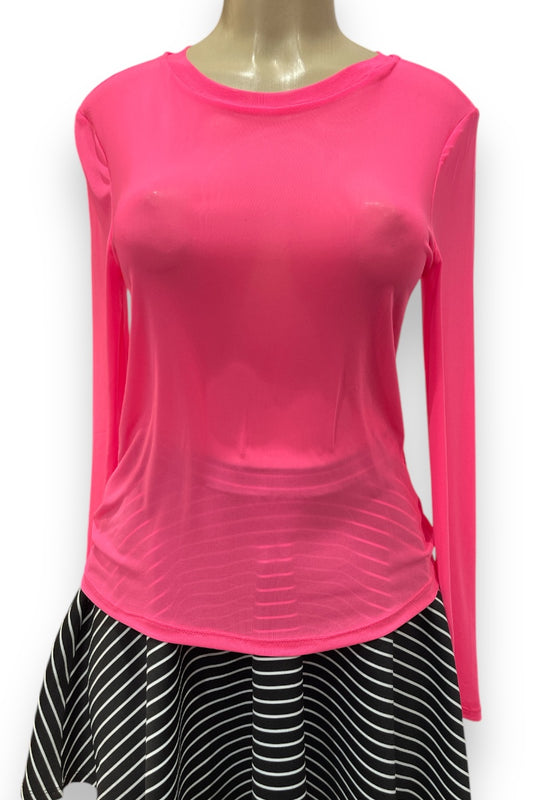 Long Sleeve Basic Mesh Top