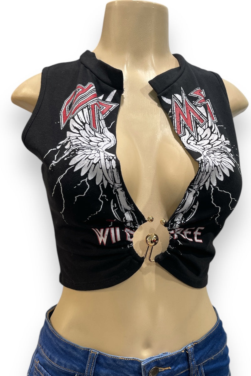 Wild Free Graphic Hardware Cropped Tee