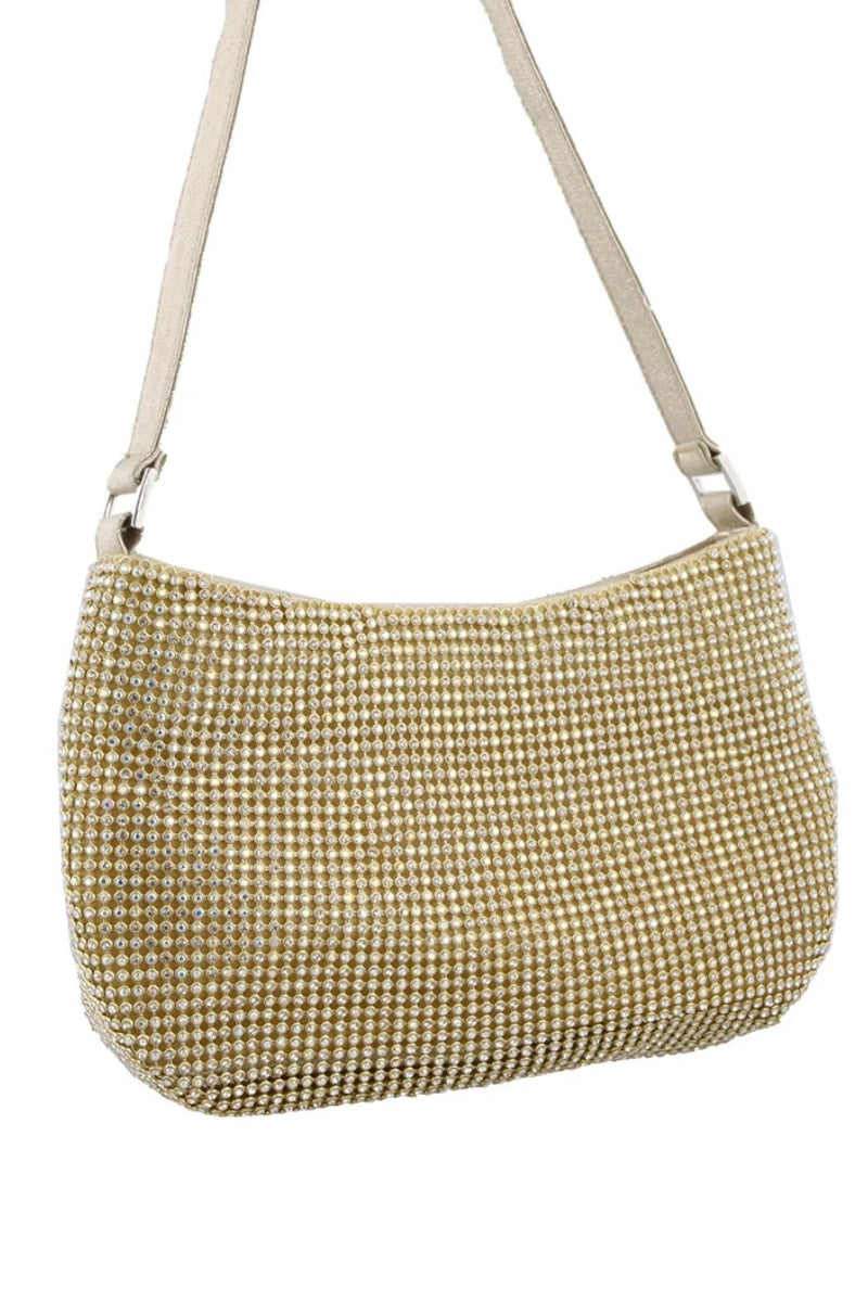 Rhinestone Baguette HandBag - Gold