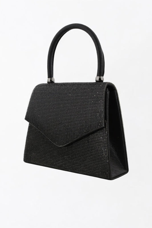 Rhinestone Evening Clutch Bag - Black