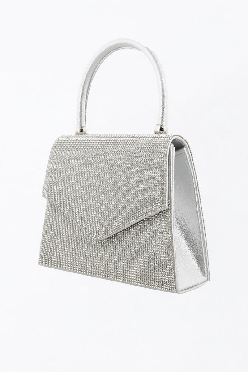 Rhinestone Evening Clutch Bag - Silver
