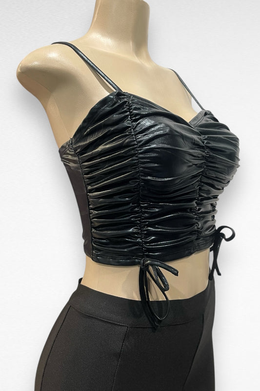 Ruched Metallic Crop Top