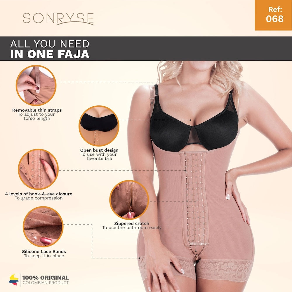 Postpartum & Post Surgery Tummy Tuck Lipo Compression Garment Open Bust Short Shapewear #068BF