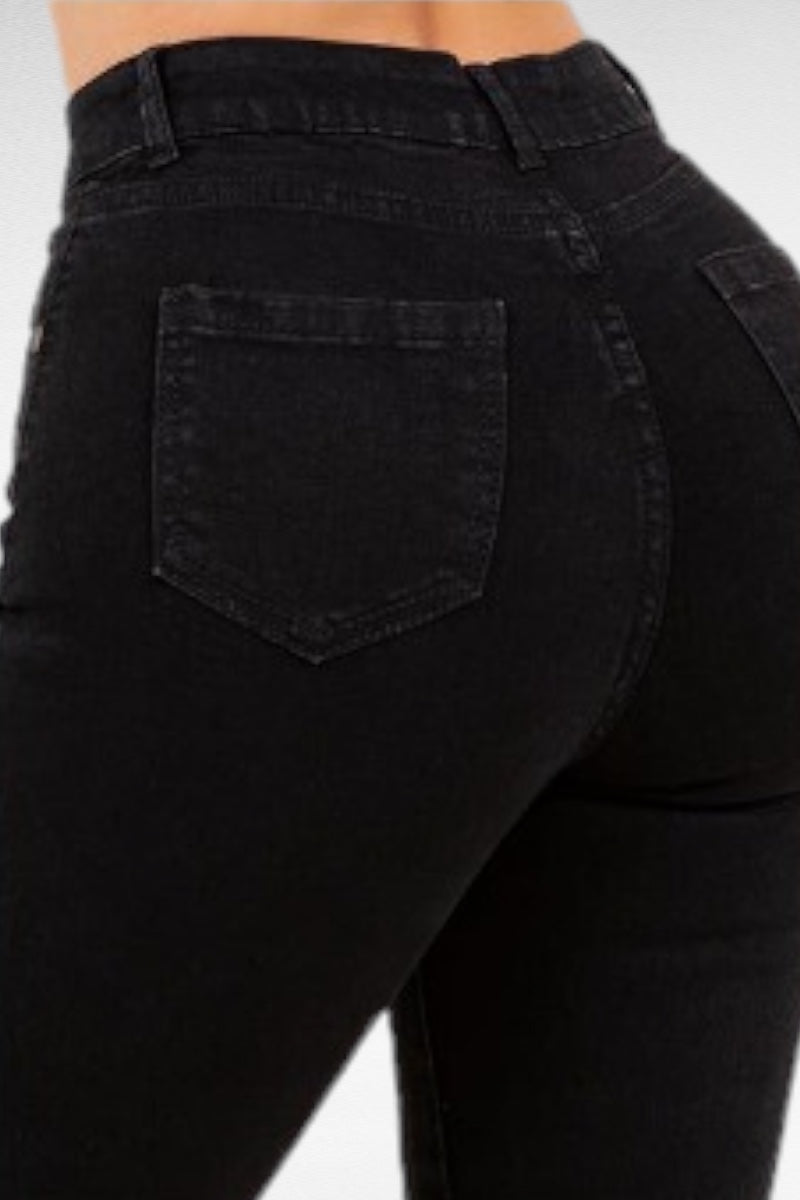 High Rise Stretch Jeans - Black