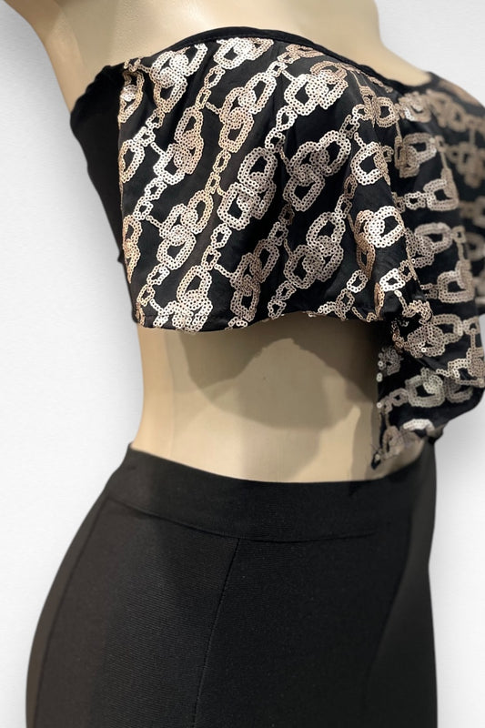 Sequin Chains Handkerchief Crop Top