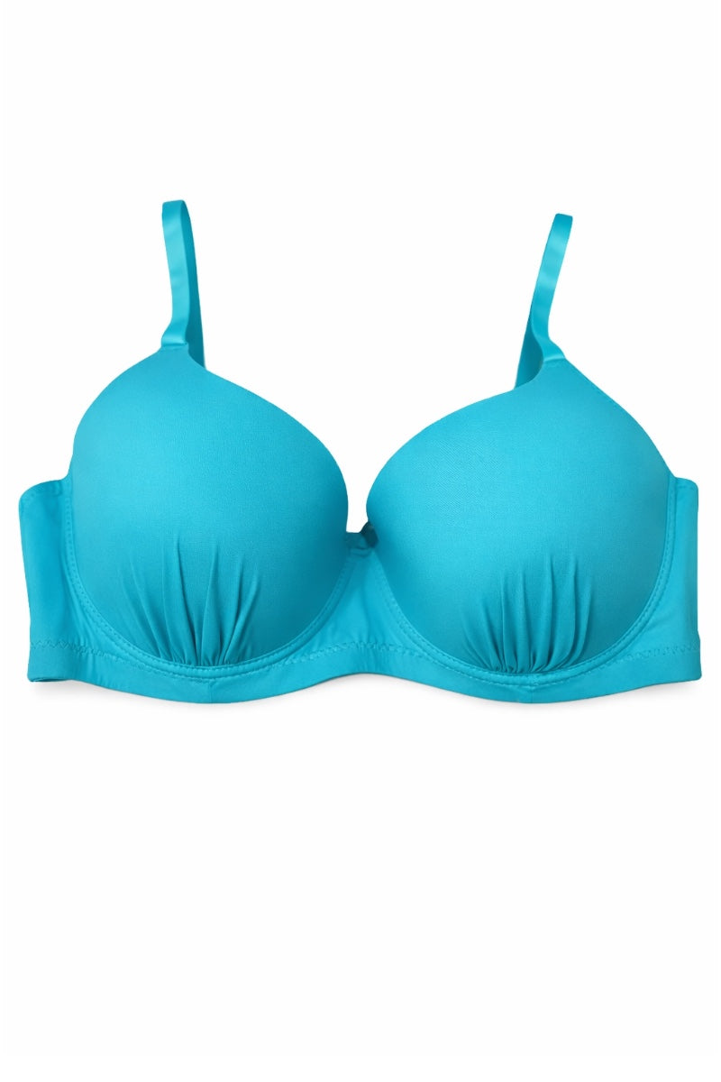 Blue bra on a white background