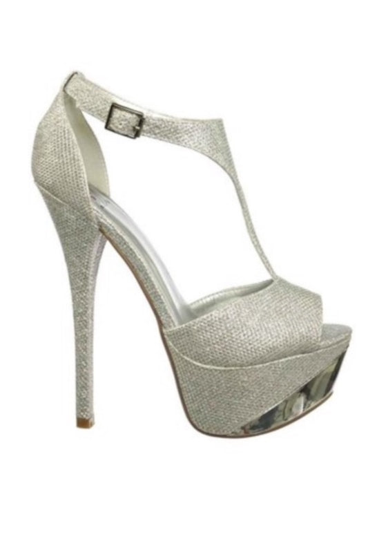 Shiny Glitter Open Toe Platform Stiletto Heels