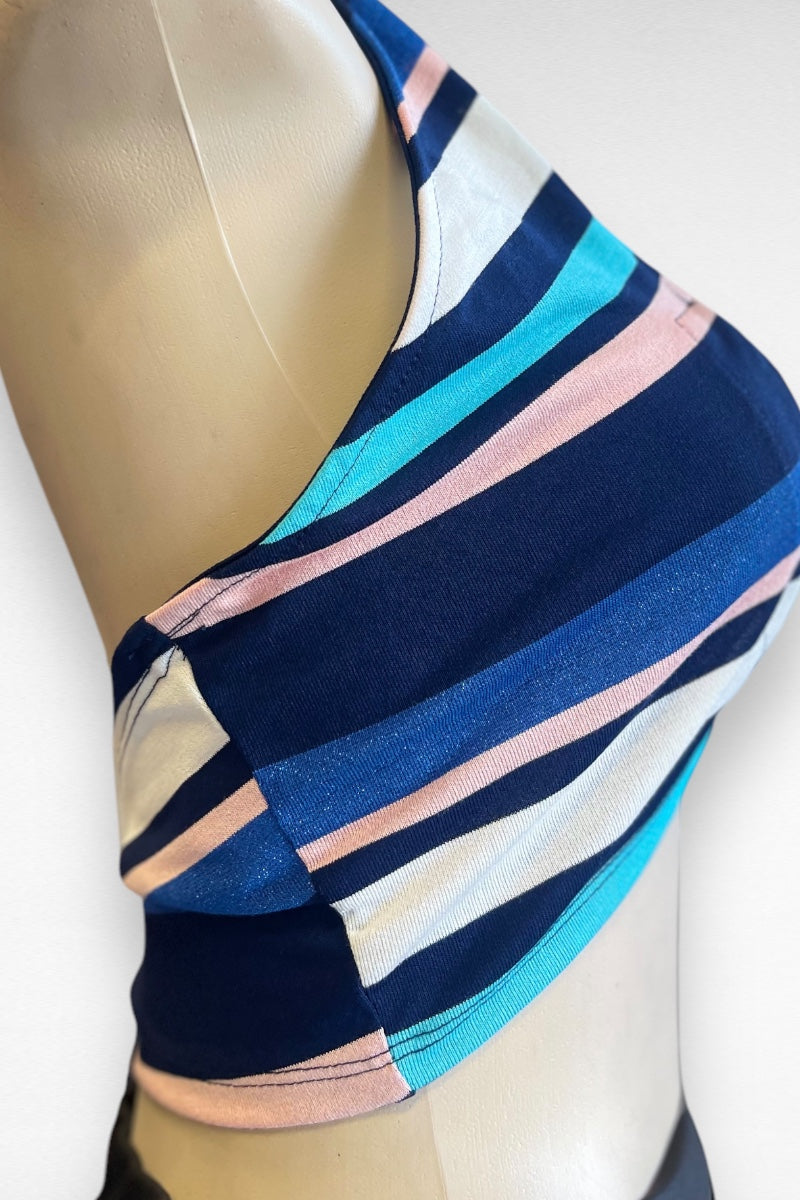 Striped Lace Up Halter Crop Top