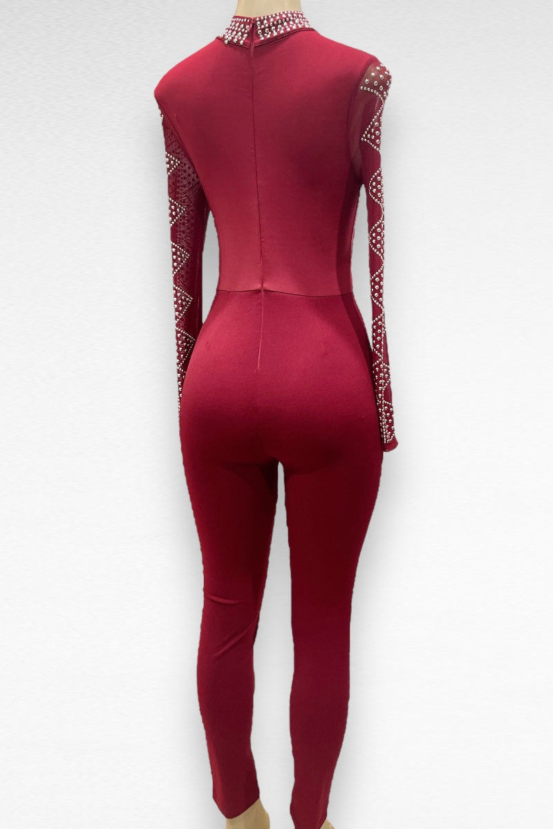 Studded Choker Neck Jumpsuit