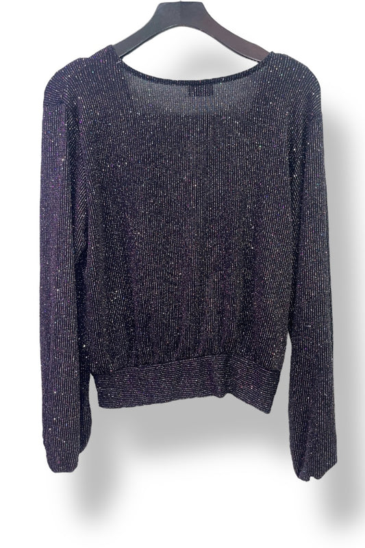 Surplice Glitter Long Sleeve Blouse