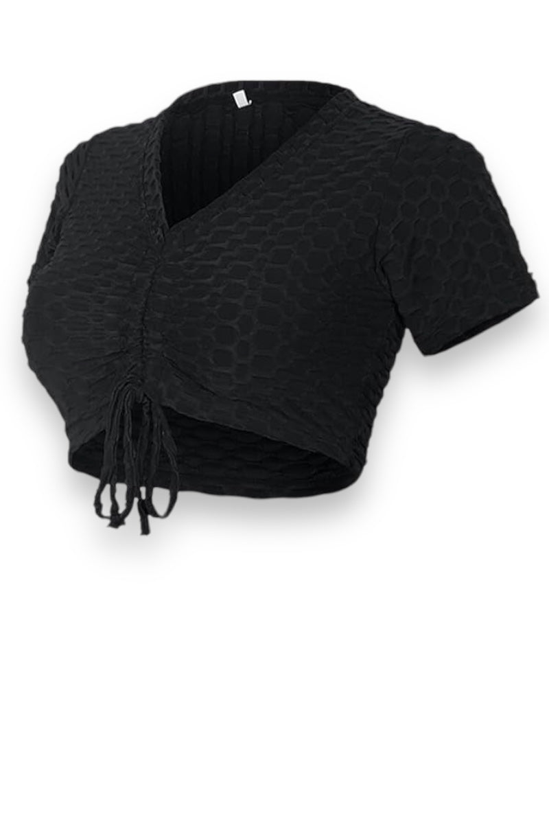 Textured Scrunched Cropped Top