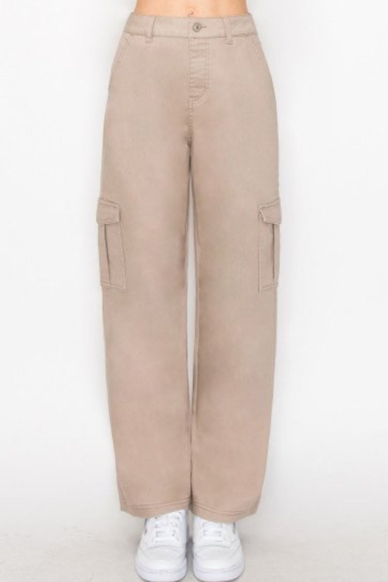 Twill Wide Leg Cargo Pants