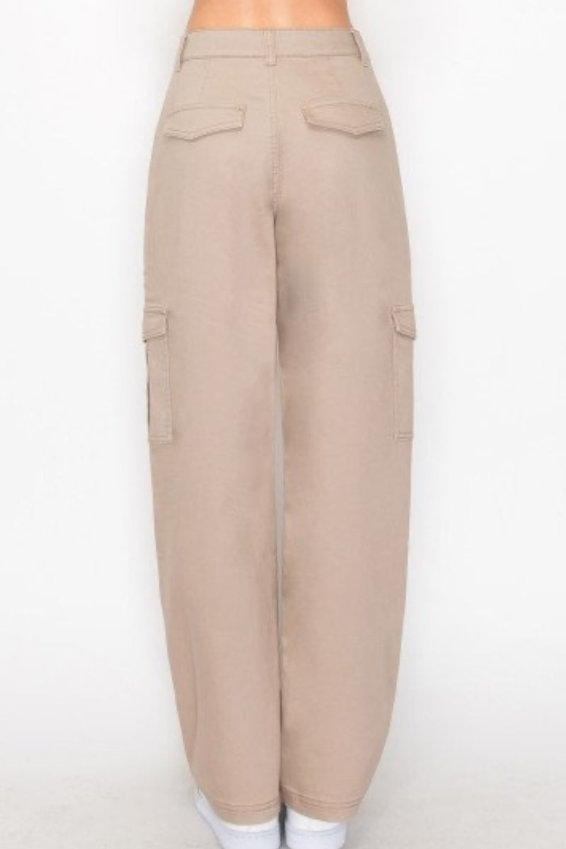 Twill Wide Leg Cargo Pants