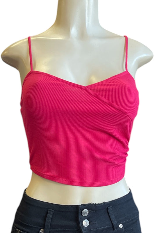 V Neck Ribbed Cropped Cami