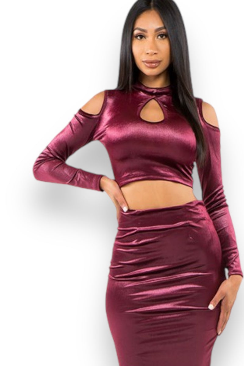Velvet Cold Shoulder Top