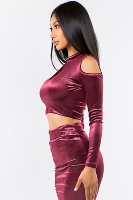 Velvet Cold Shoulder Top