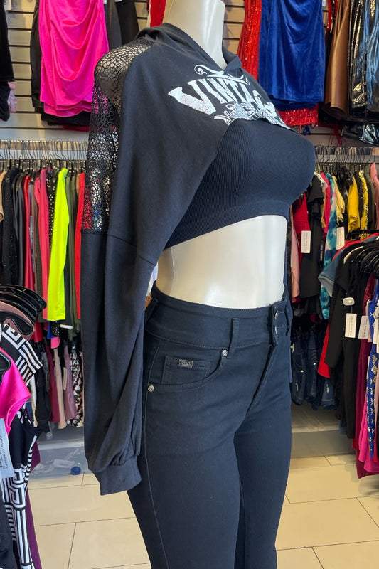 Vintage Oversized Long Sleeve Extreme Crop Top