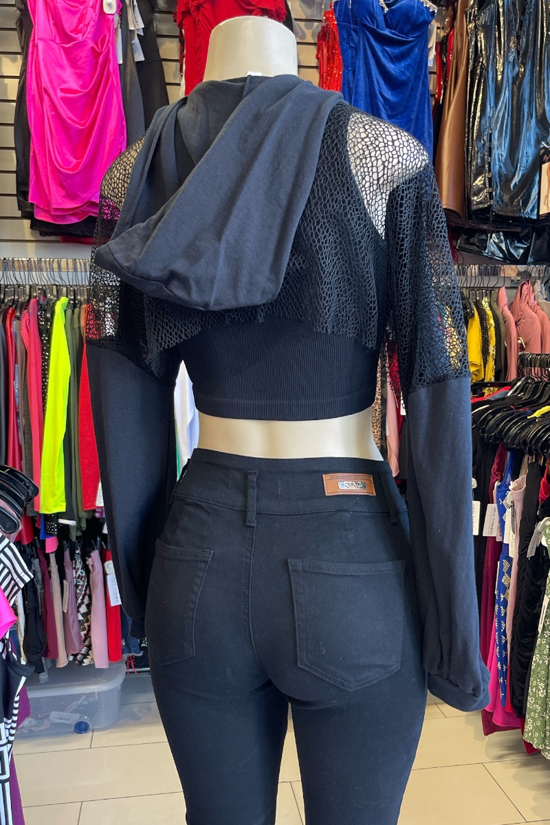 Vintage Oversized Long Sleeve Extreme Crop Top