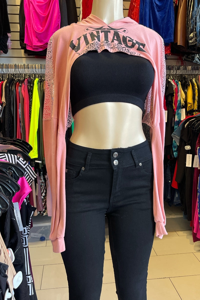 Vintage Oversized Long Sleeve Extreme Crop Top