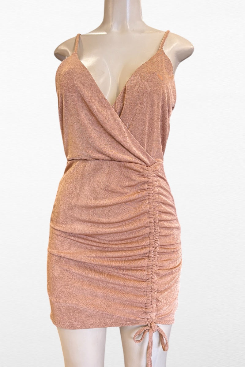 Wrap Drawstring Lined Cami Dress