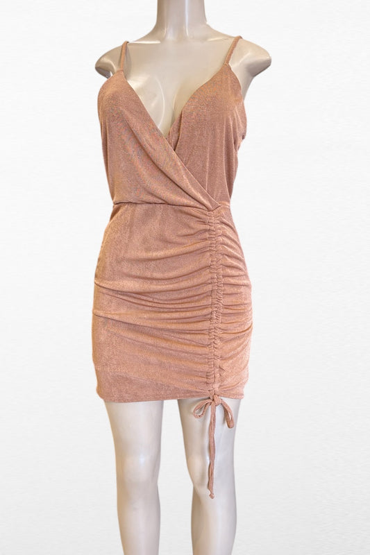Wrap Drawstring Lined Cami Dress