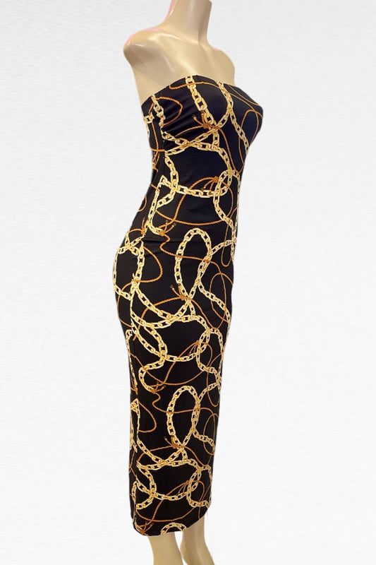 Chains & Ropes Print Tube Long Dress