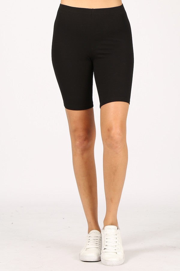 Long High Waist Biker Shorts - Black