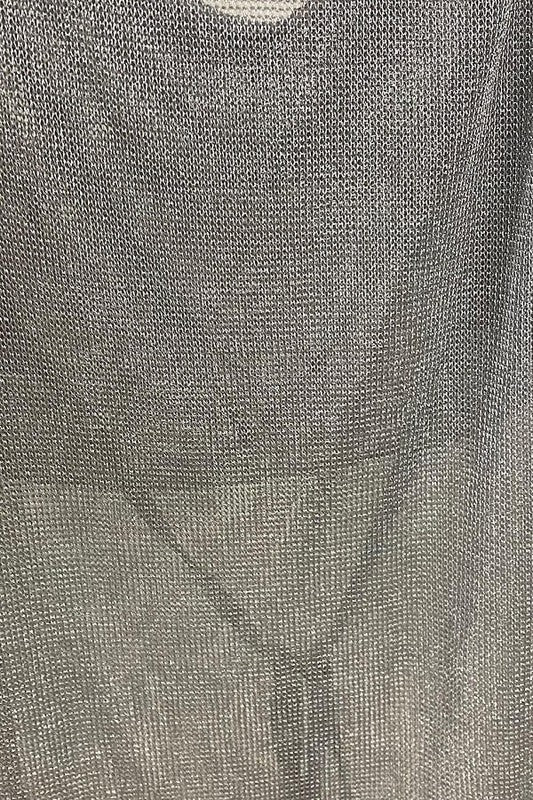 Cowl Neck Mesh Mini Dress With Side Slits - Silver - Close Up