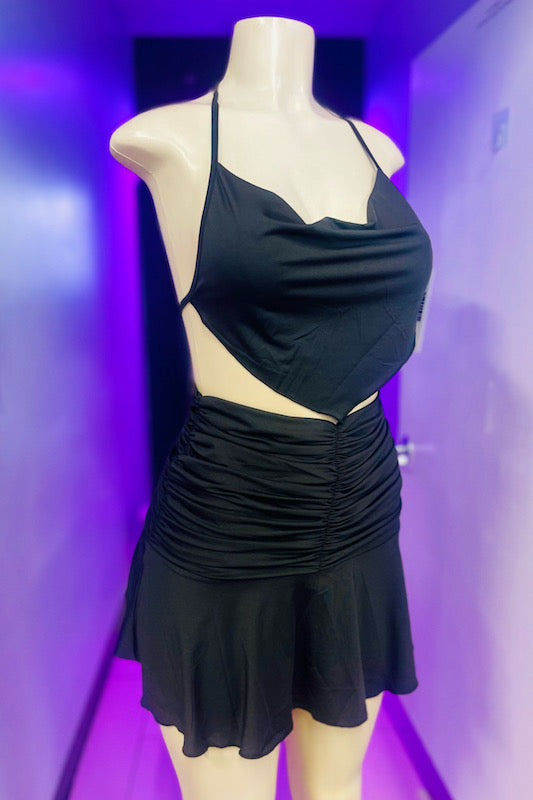 Halter Top And Ruched Mini Skirt Set