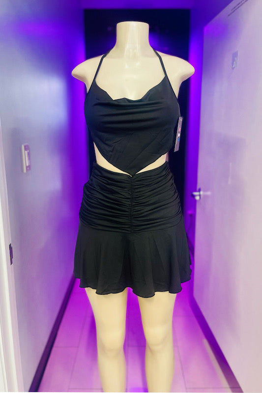 Halter Top And Ruched Mini Skirt Set
