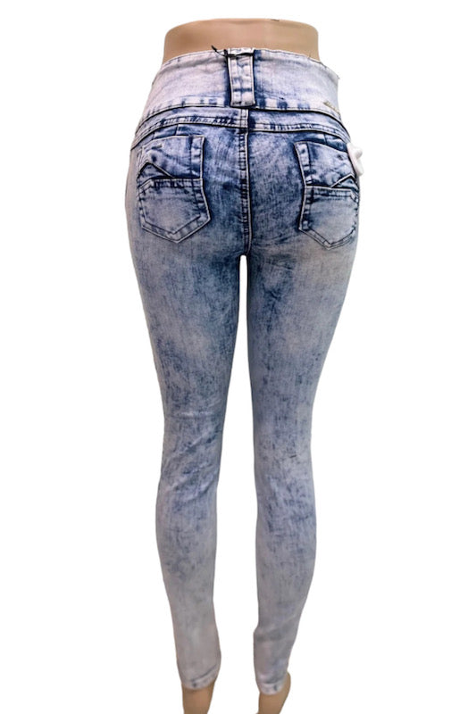 Back of Acid Wash Ripped Jeans