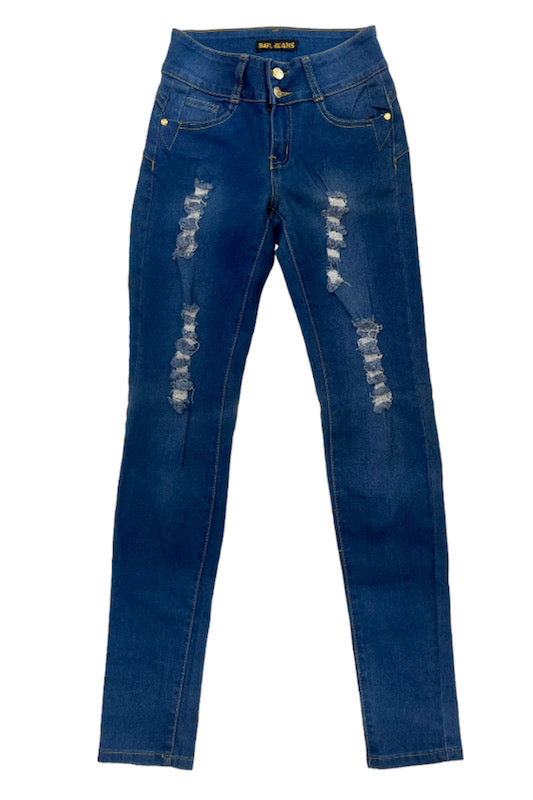 Alina Studded Ripped Jeans in Blue