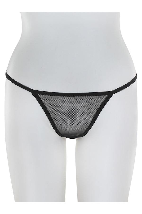 Caged Mesh Garter Belt W/ Thong - Black - Thong