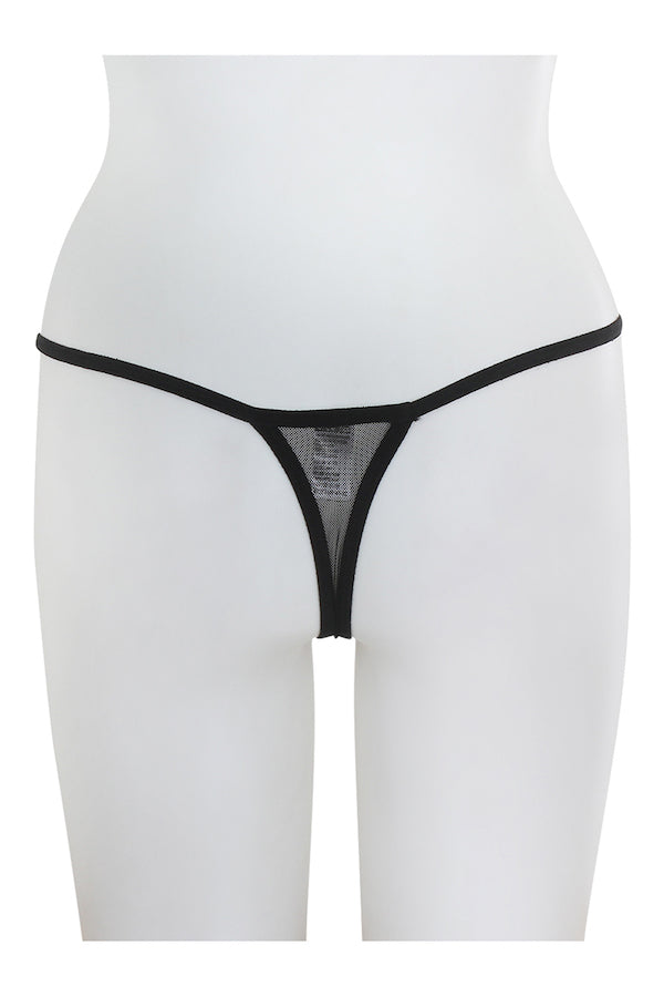 Caged Mesh Garter Belt W/ Thong - Black - Thong - Back View