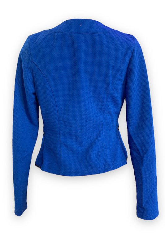 Zipper Teeth Detail Bolero Jacket - Blue - Back View