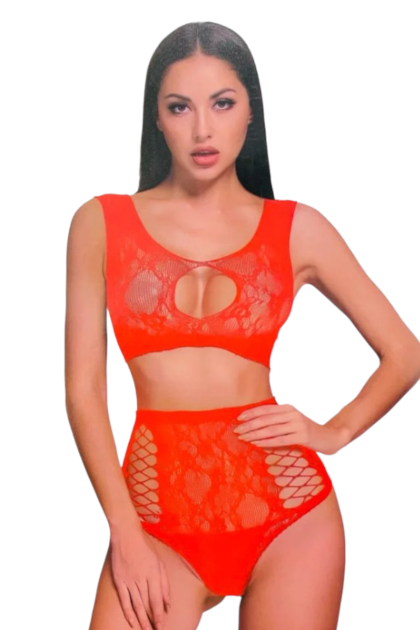 red Feeling Fab 2 pc Set on model