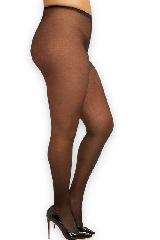 Sheer Crotchless Pantyhose - Black - Side View