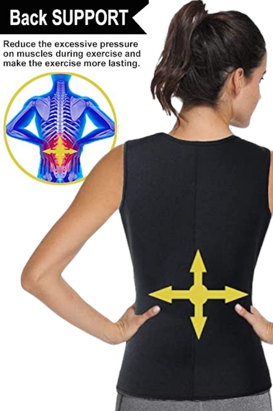 Neoprene Sweat Vest - black - Back SUPPORT. Reduce the excessive pressure on muscles during exercise and make the exercise more lasting