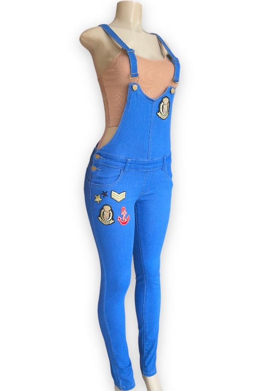 Groove Denim Overall Jeans with Patches - Blue
