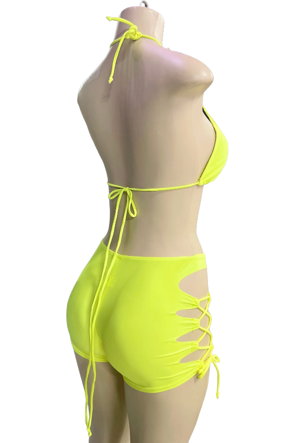 Hot Summer 2 Piece Swim Set - Neon Yellow